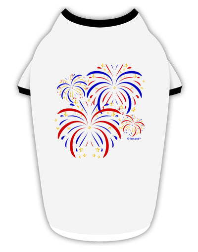 Patriotic Fireworks with Bursting Stars Stylish Cotton Dog Shirt by TooLoud-Dog Shirt-TooLoud-White-with-Black-Small-Davson Sales