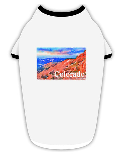 Colorado Mtn Sunset Soaked WaterColor Stylish Cotton Dog Shirt-Dog Shirt-TooLoud-White-with-Black-Small-Davson Sales