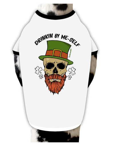 Drinking By Me-Self Dog Shirt White with Black Small