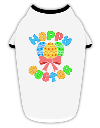 Happy Easter Easter Eggs Stylish Cotton Dog Shirt by TooLoud-Dog Shirt-TooLoud-White-with-Black-Small-Davson Sales