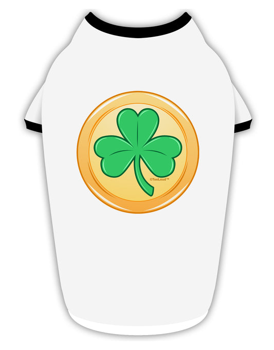 Shamrock Button Vector Design Stylish Cotton Dog Shirt by TooLoud-Dog Shirt-TooLoud-White-with-Black-Small-Davson Sales