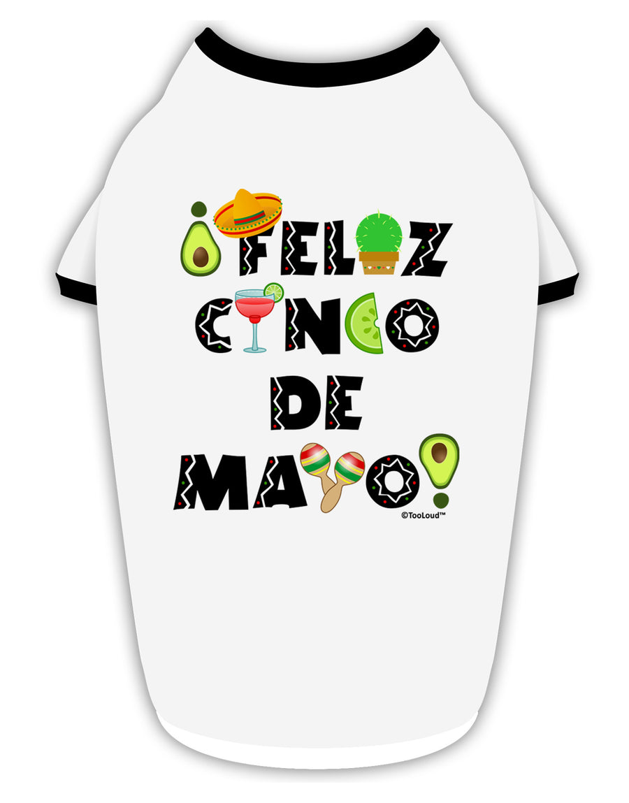 Feliz Cinco de Mayo - Fiesta Icons Stylish Cotton Dog Shirt by TooLoud-Dog Shirt-TooLoud-White-with-Black-Small-Davson Sales