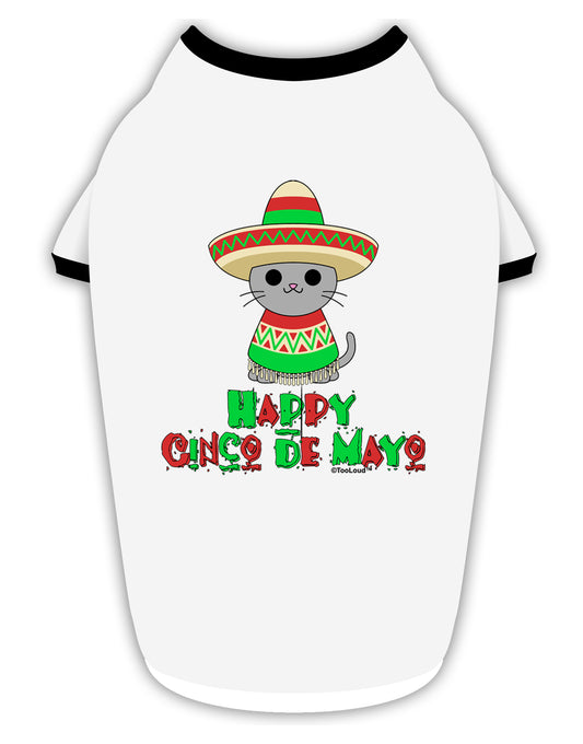 Happy Cinco de Mayo Cat Stylish Cotton Dog Shirt by TooLoud-Dog Shirt-TooLoud-White-with-Black-Small-Davson Sales