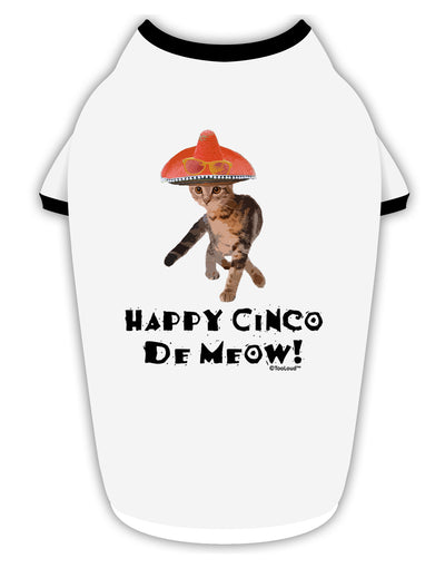 Cat with Pink Sombrero - Happy Cinco de Meow Stylish Cotton Dog Shirt by TooLoud-Dog Shirt-TooLoud-White-with-Black-Small-Davson Sales