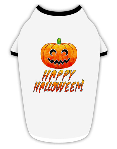 Jack-O-Lantern Watercolor Halloween Stylish Cotton Dog Shirt-Dog Shirt-TooLoud-White-with-Black-Small-Davson Sales