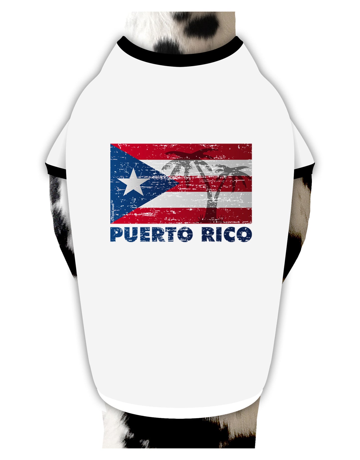 Distressed Puerto Rico Flag Dog Shirt-Dog Shirt-TooLoud-White-with-Black-Small-Davson Sales