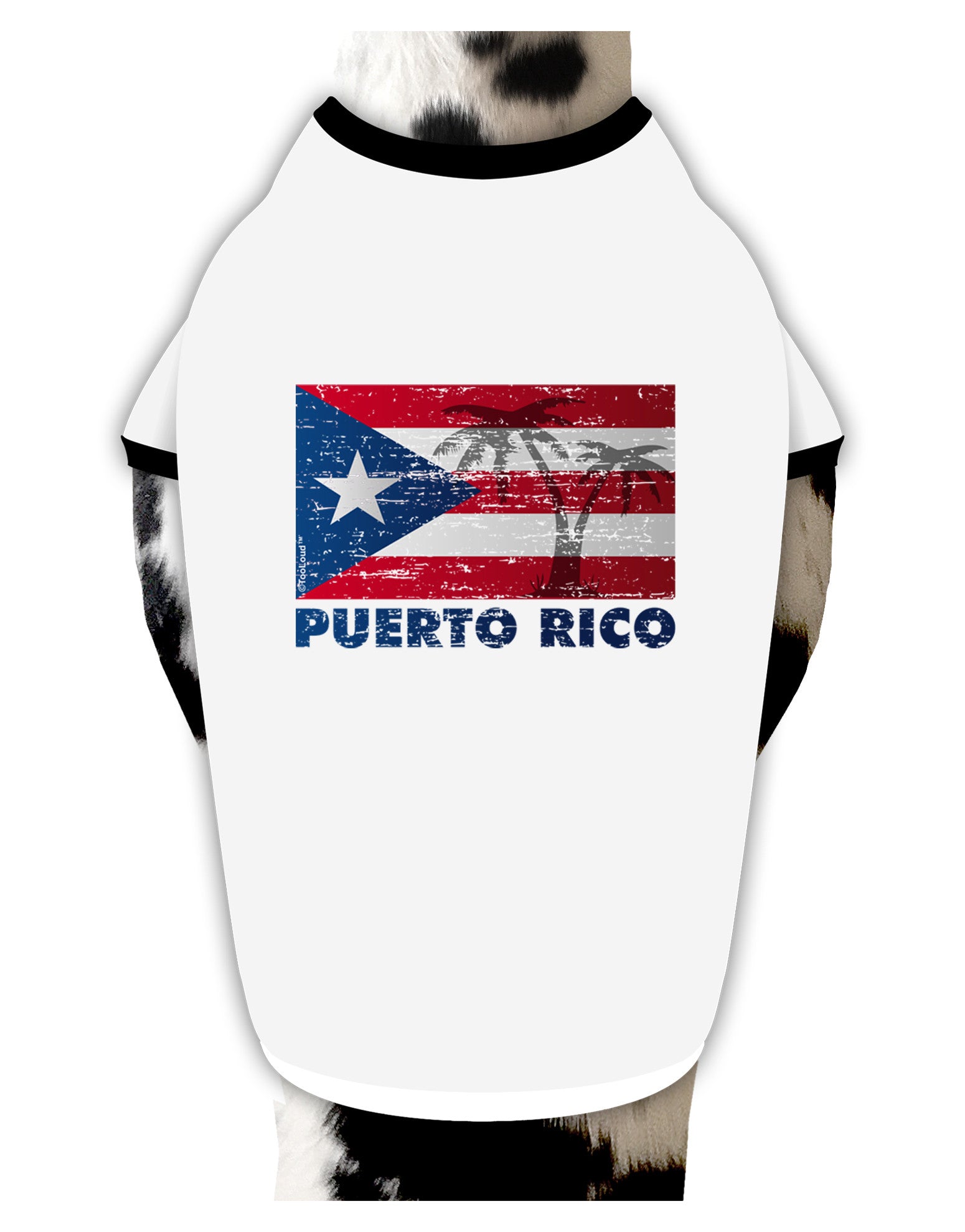 Distressed Puerto Rico Flag Dog Shirt-Dog Shirt-TooLoud-White-with-Black-Small-Davson Sales