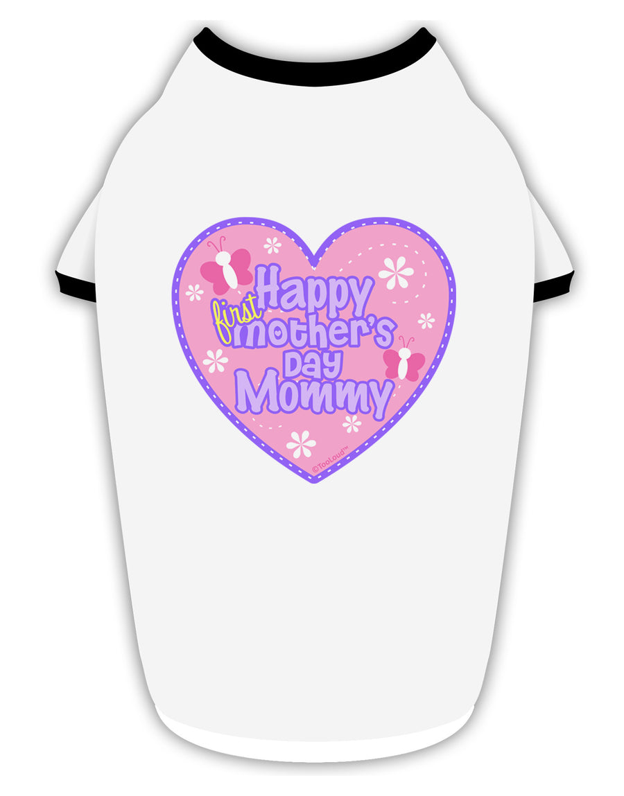 Happy First Mother's Day Mommy - Pink Stylish Cotton Dog Shirt by TooLoud-Dog Shirt-TooLoud-White-with-Black-Small-Davson Sales