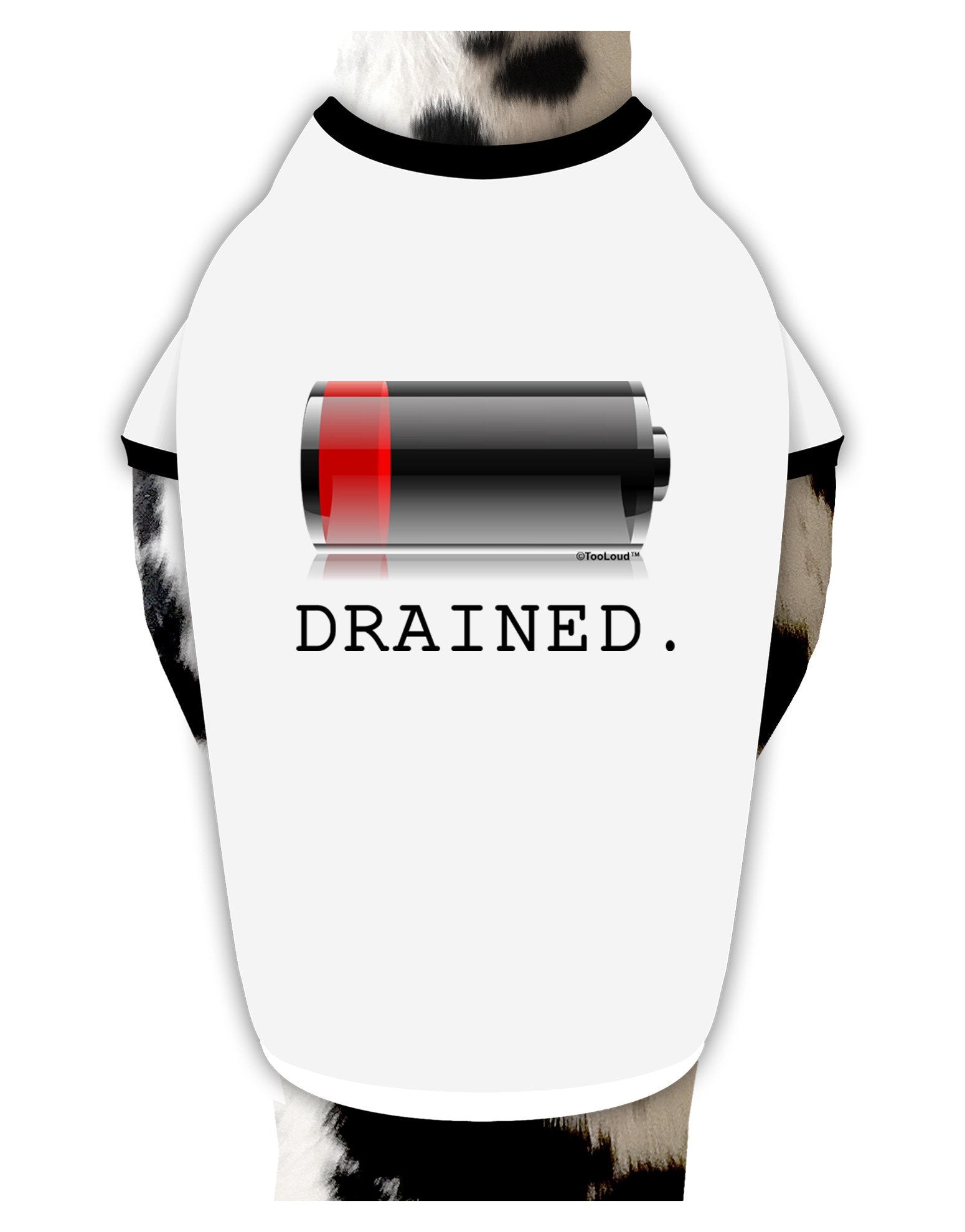 Battery Drained Dog Shirt-Dog Shirt-TooLoud-White-with-Black-XL-Davson Sales
