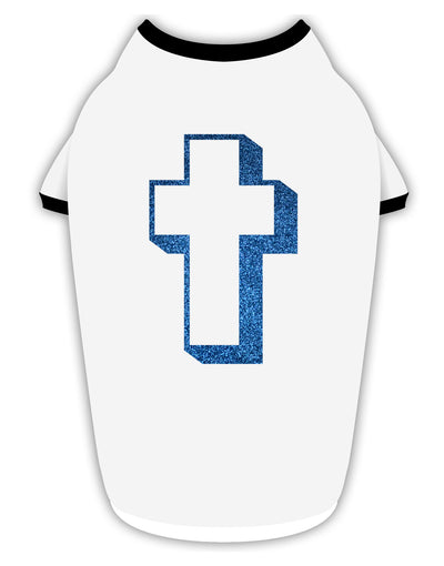 Simple Cross Design Glitter - Blue Stylish Cotton Dog Shirt by TooLoud-Dog Shirt-TooLoud-White-with-Black-Small-Davson Sales