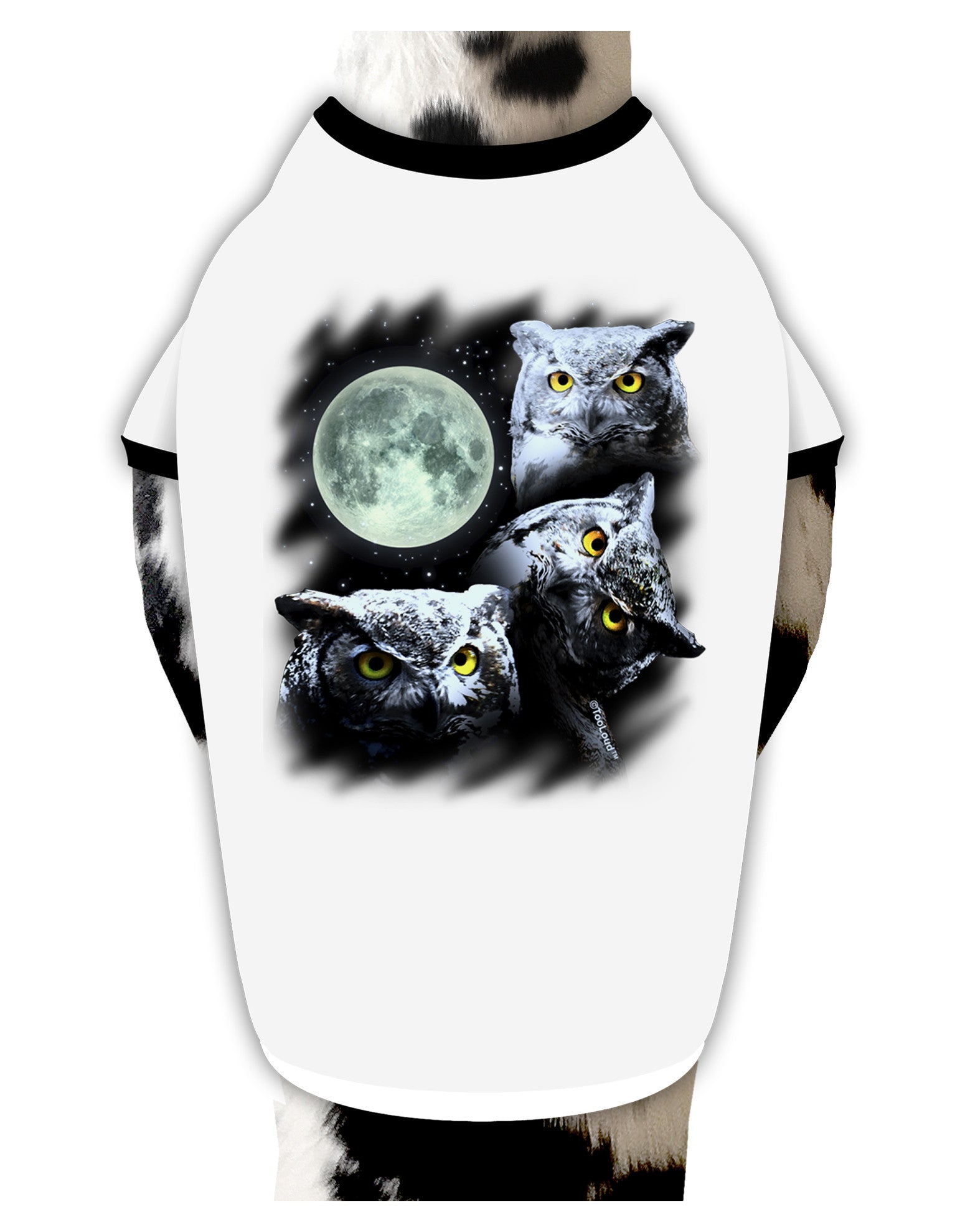 Three Owls and Moon Dog Shirt-Dog Shirt-TooLoud-White-with-Black-Small-Davson Sales