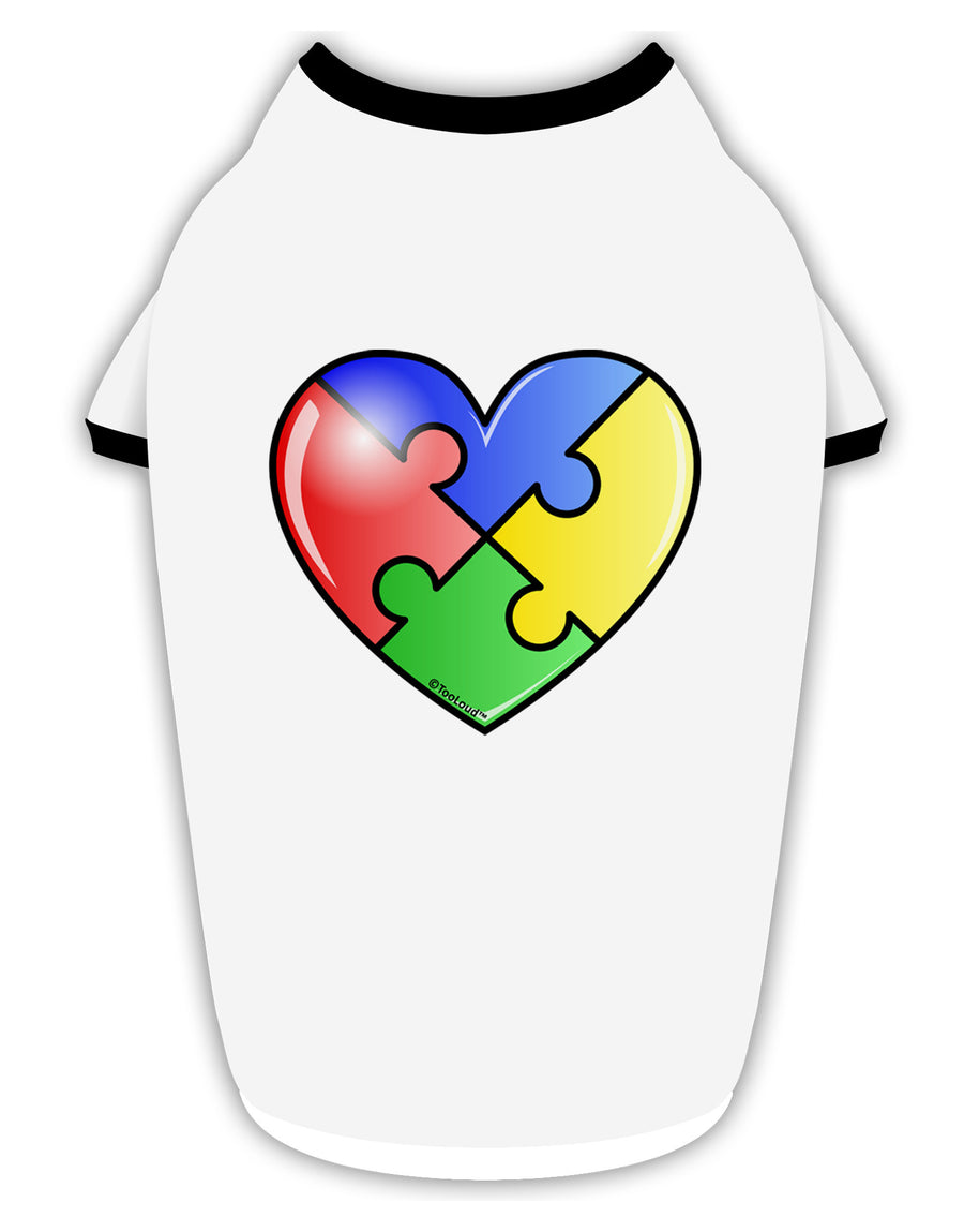 Big Puzzle Heart - Autism Awareness Stylish Cotton Dog Shirt by TooLoud-Dog Shirt-TooLoud-White-with-Black-Small-Davson Sales