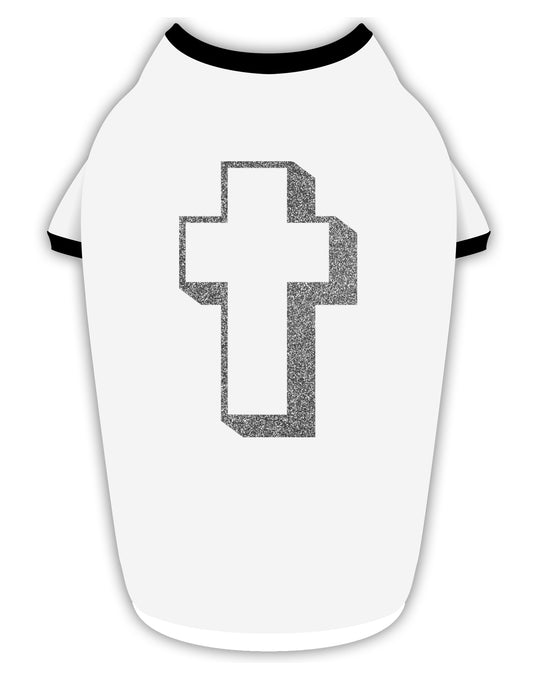 Simple Cross Design Glitter - Silver Stylish Cotton Dog Shirt by TooLoud-Dog Shirt-TooLoud-White-with-Black-Small-Davson Sales