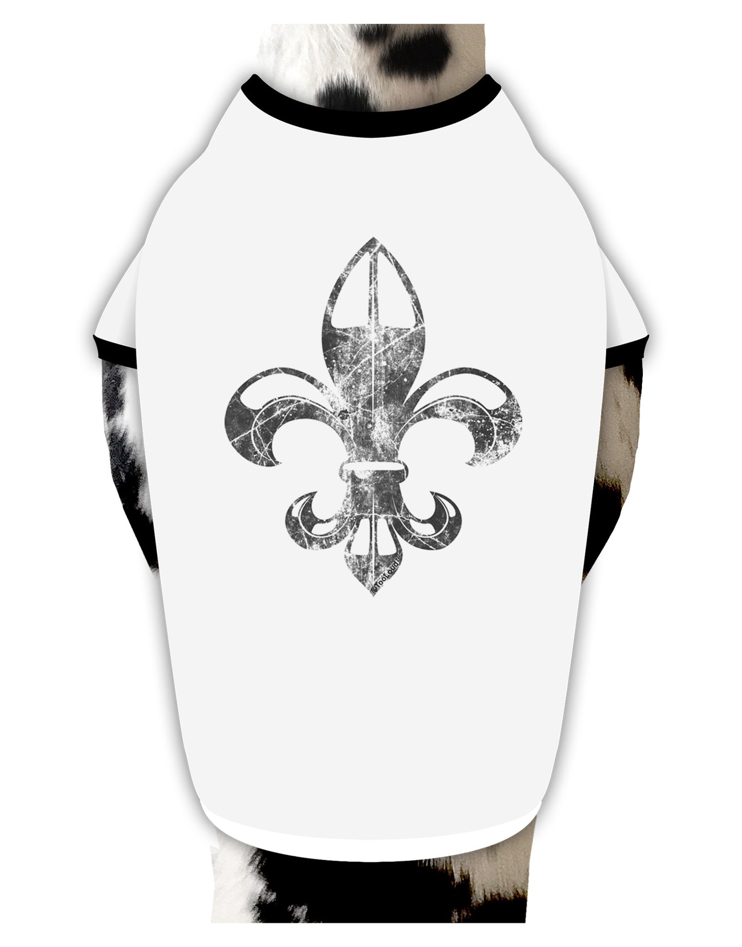 Distressed Fleur de Lis Dog Shirt-Dog Shirt-TooLoud-White-with-Black-Small-Davson Sales