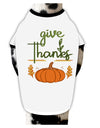 Give Thanks Dog Shirt White with Black Small