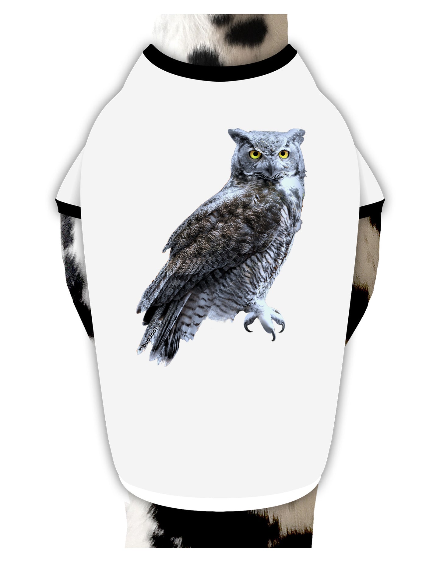 Great Horned Owl Photo Dog Shirt-Dog Shirt-TooLoud-White-with-Black-Small-Davson Sales