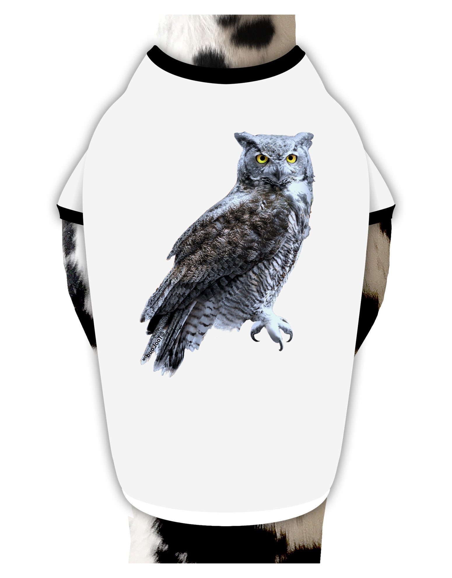 Great Horned Owl Photo Dog Shirt-Dog Shirt-TooLoud-White-with-Black-Small-Davson Sales