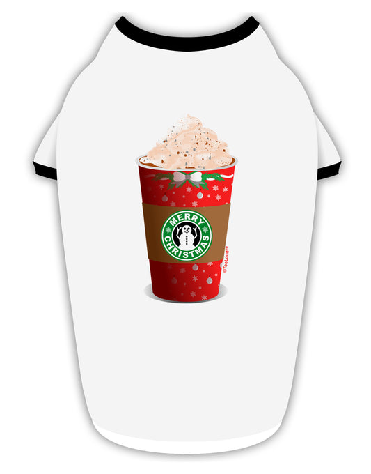 Merry Christmas Latte Cup Stylish Cotton Dog Shirt-Dog Shirt-TooLoud-White-with-Black-Small-Davson Sales