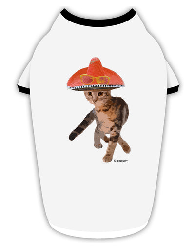 Cat with Pink Sombrero and Sunglasses Stylish Cotton Dog Shirt by TooLoud-Dog Shirt-TooLoud-White-with-Black-Small-Davson Sales