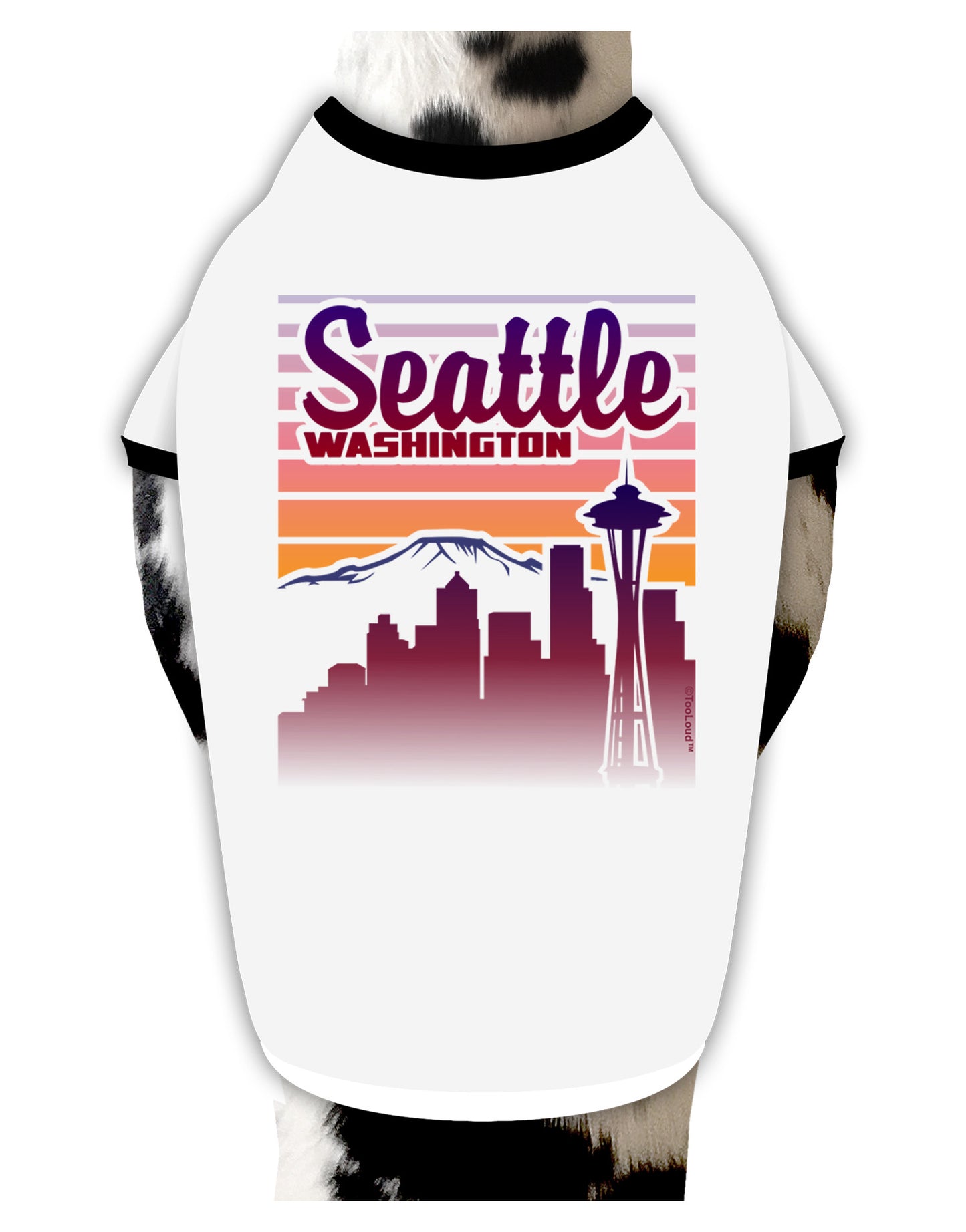 Seattle Washington Sunset Dog Shirt-Dog Shirt-TooLoud-White-with-Black-Small-Davson Sales