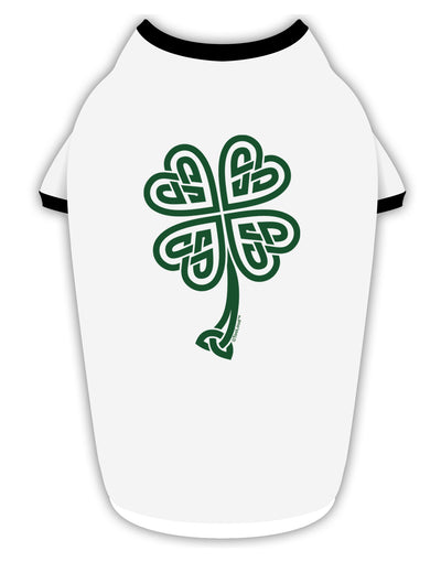 Celtic Knot 4 Leaf Clover St Patricks Stylish Cotton Dog Shirt-Dog Shirt-TooLoud-White-with-Black-Small-Davson Sales