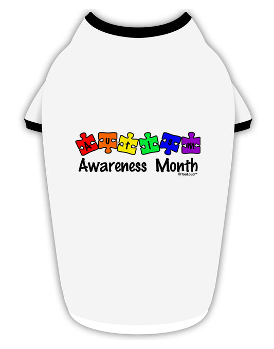 Autism Awareness Month - Colorful Puzzle Pieces Stylish Cotton Dog Shirt by TooLoud-Dog Shirt-TooLoud-White-with-Black-Small-Davson Sales