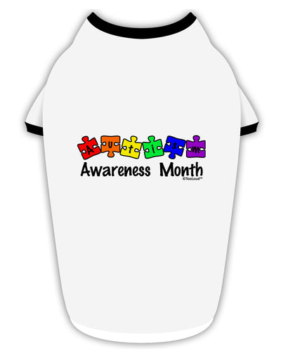 Autism Awareness Month - Colorful Puzzle Pieces Stylish Cotton Dog Shirt by TooLoud-Dog Shirt-TooLoud-White-with-Black-Small-Davson Sales