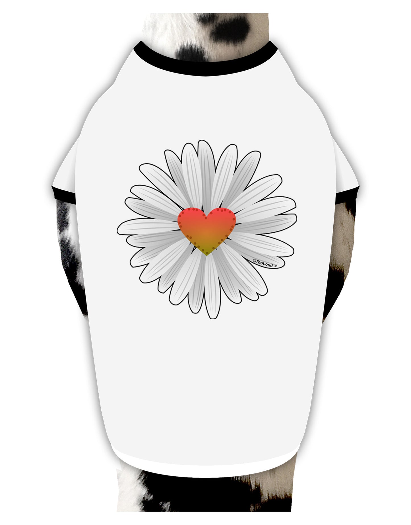 Pretty Daisy Heart Dog Shirt-Dog Shirt-TooLoud-White-with-Black-Small-Davson Sales