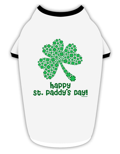 Happy St. Paddy's Day Shamrock Design Stylish Cotton Dog Shirt by TooLoud-Dog Shirt-TooLoud-White-with-Black-Small-Davson Sales