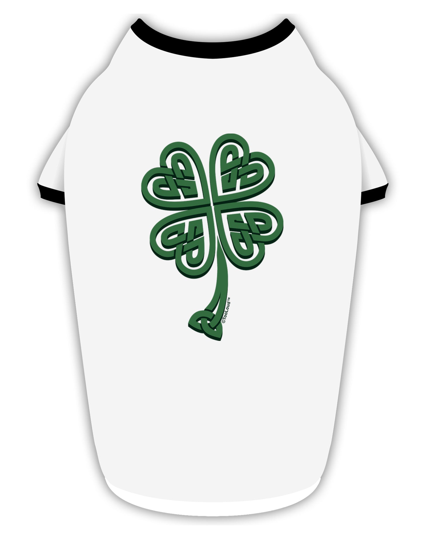 3D Style Celtic Knot 4 Leaf Clover Stylish Cotton Dog Shirt-Dog Shirt-TooLoud-White-with-Black-Small-Davson Sales