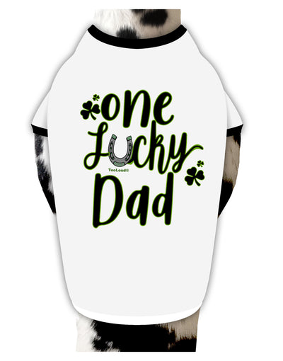 TooLoud One Lucky Dad Shamrock Dog Shirt-Dog Shirt-TooLoud-White-with-Black-Small-Davson Sales