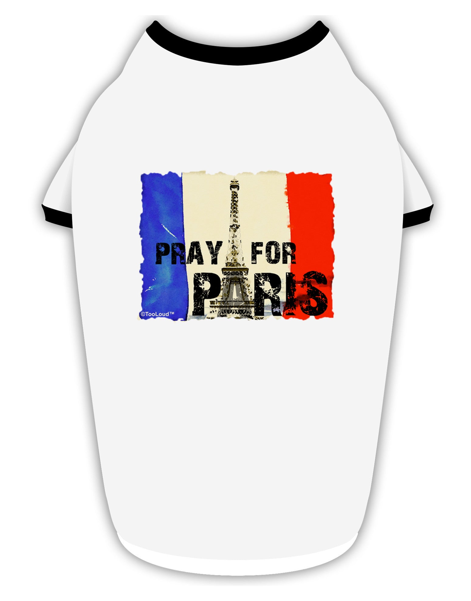 Pray For Paris Watercolor Stylish Cotton Dog Shirt-Dog Shirt-TooLoud-White-with-Black-Small-Davson Sales