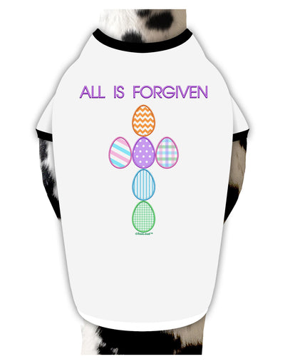 All is forgiven Cross Faux Applique Dog Shirt-Dog Shirt-TooLoud-White-with-Black-XL-Davson Sales