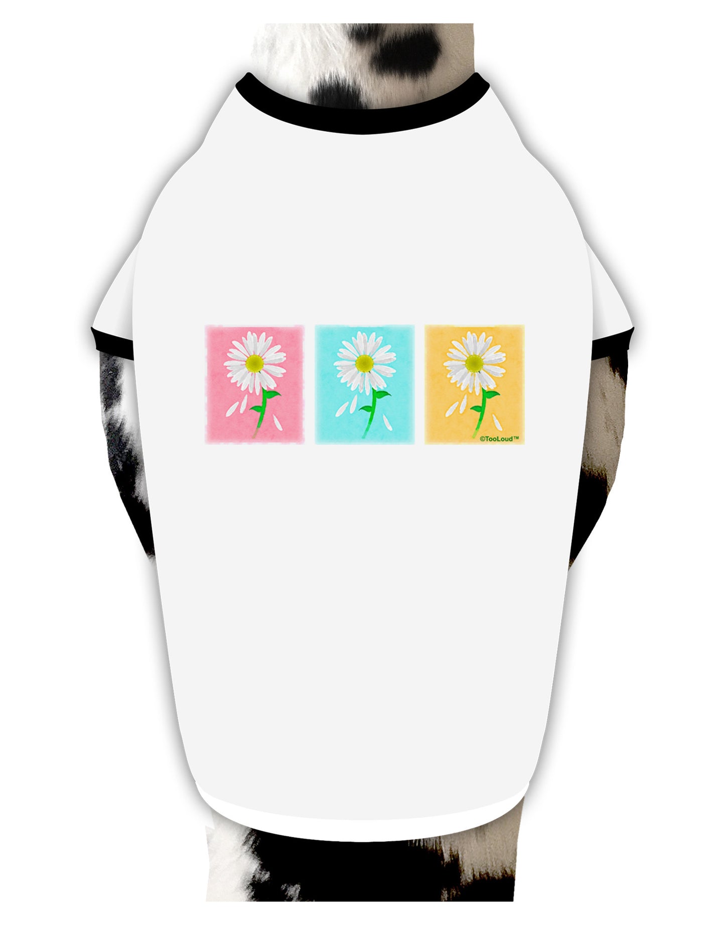 Pretty Daisies Watercolor Dog Shirt-Dog Shirt-TooLoud-White-with-Black-Small-Davson Sales