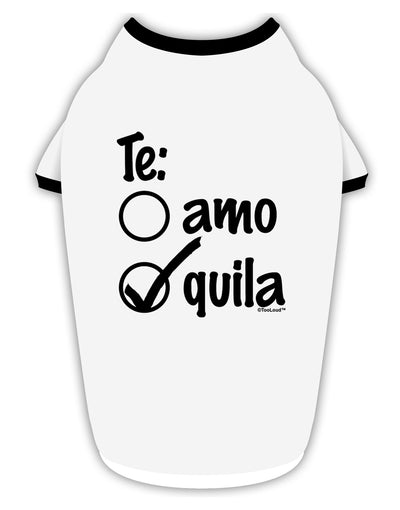 Tequila Checkmark Design Stylish Cotton Dog Shirt by TooLoud-Dog Shirt-TooLoud-White-with-Black-Small-Davson Sales