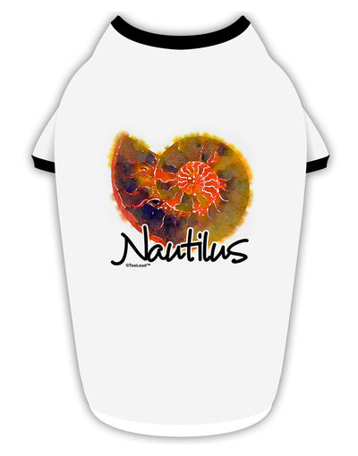 Nautilus Fossil Watercolor Text Stylish Cotton Dog Shirt-Dog Shirt-TooLoud-White-with-Black-Small-Davson Sales