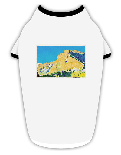 Colorado Snowy Mtns WaterColor Stylish Cotton Dog Shirt-Dog Shirt-TooLoud-White-with-Black-Small-Davson Sales