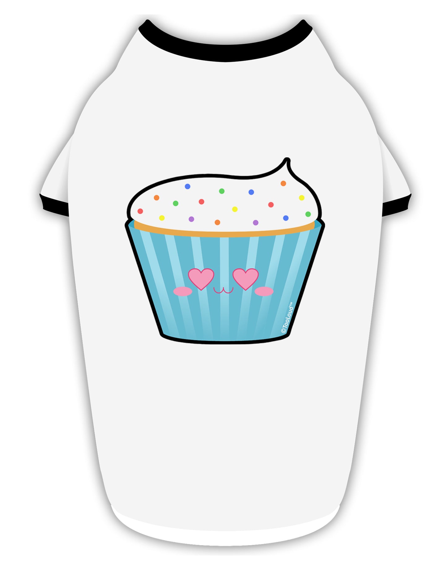 Cute Cupcake with Sprinkles - Heart Eyes Stylish Cotton Dog Shirt by TooLoud-Dog Shirt-TooLoud-White-with-Black-Small-Davson Sales