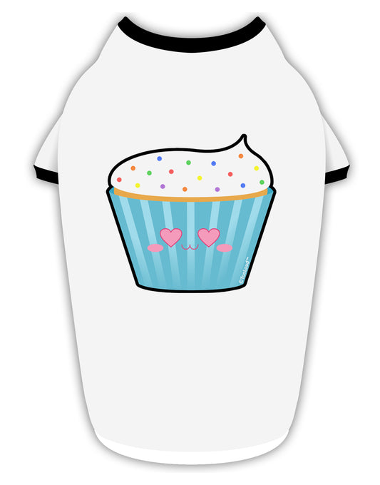 Cute Cupcake with Sprinkles - Heart Eyes Stylish Cotton Dog Shirt by TooLoud-Dog Shirt-TooLoud-White-with-Black-Small-Davson Sales