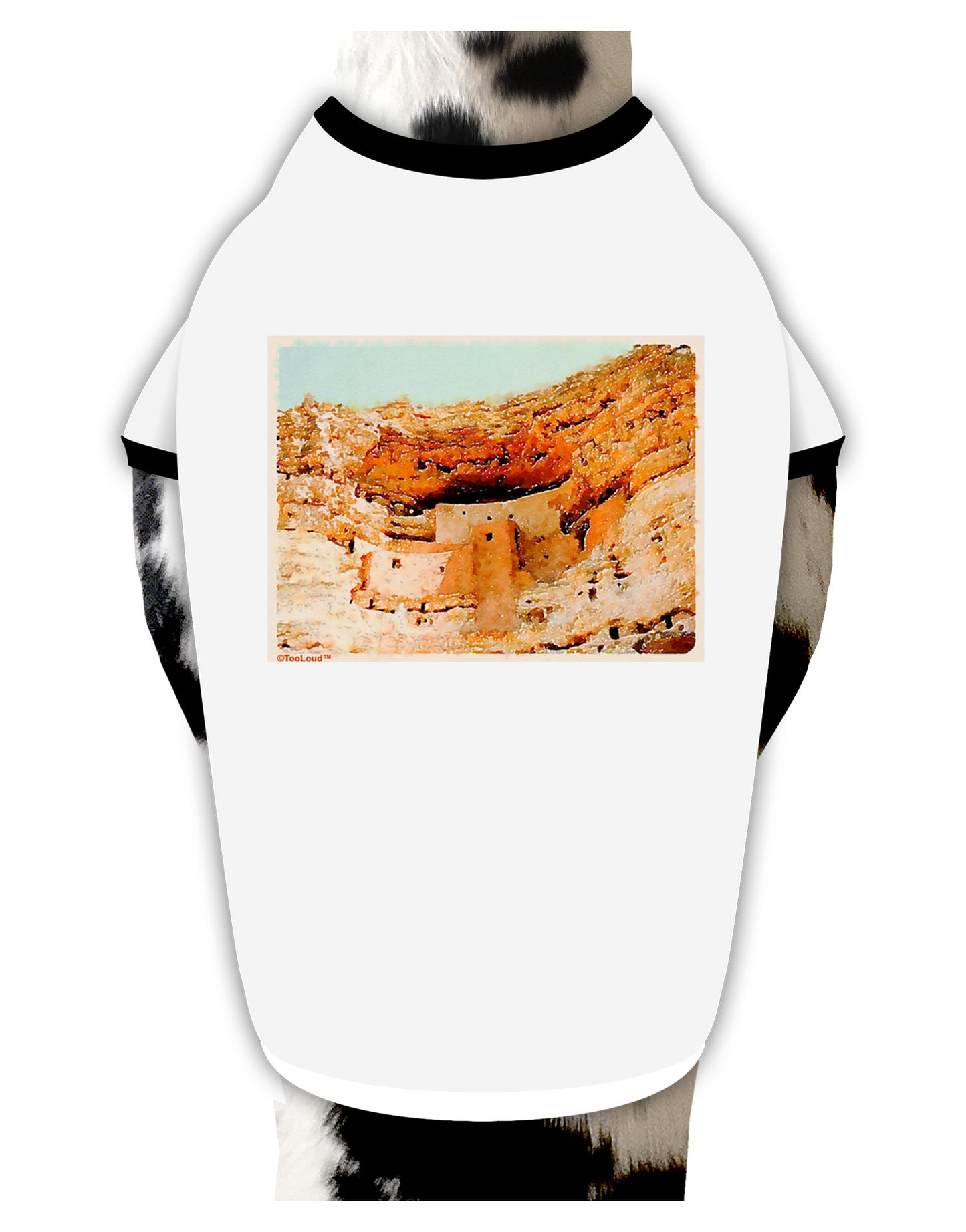 Montezuma Castle Watercolor Dog Shirt-Dog Shirt-TooLoud-White-with-Black-Small-Davson Sales