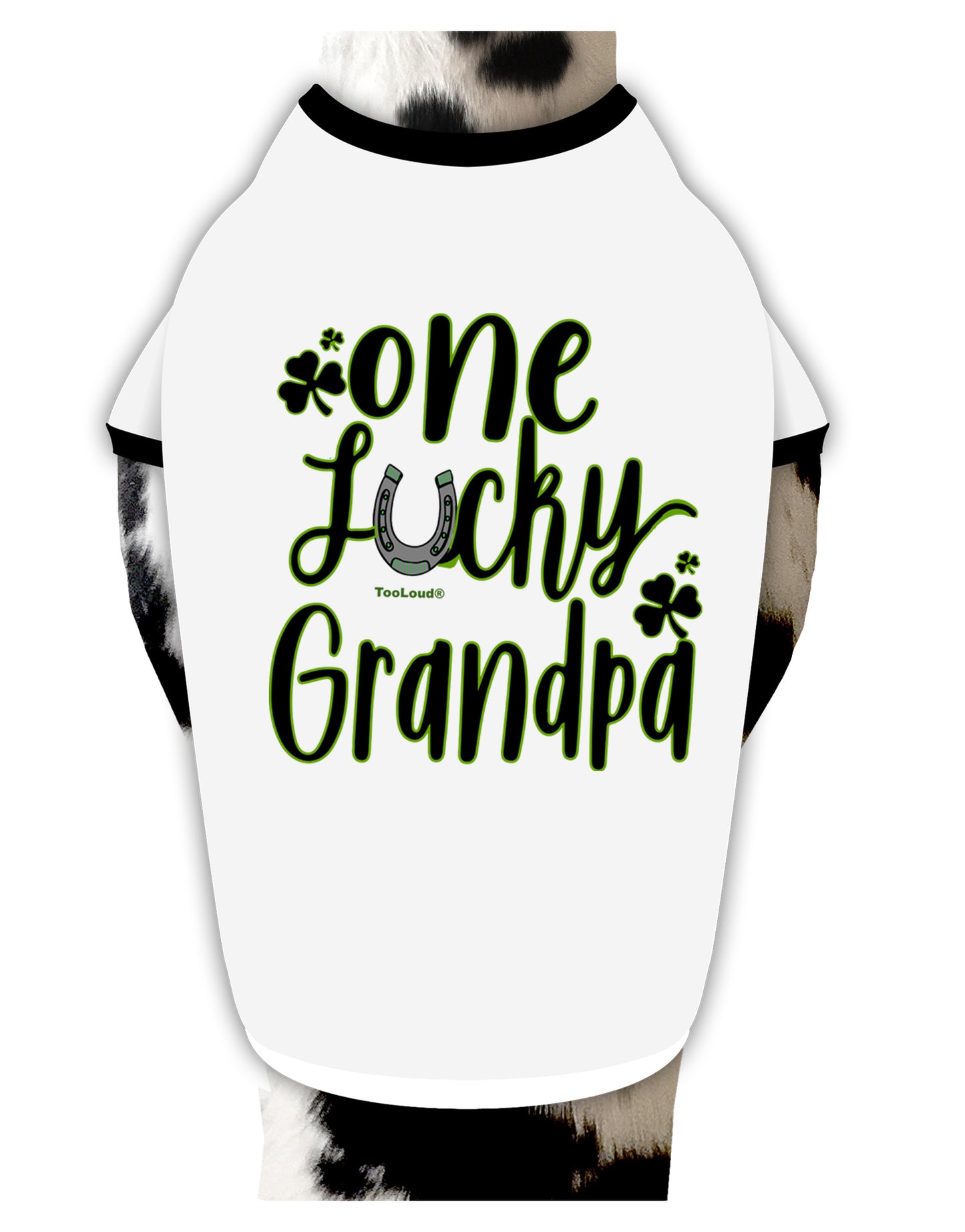 TooLoud One Lucky Grandpa Shamrock Dog Shirt-Dog Shirt-TooLoud-White-with-Black-Small-Davson Sales
