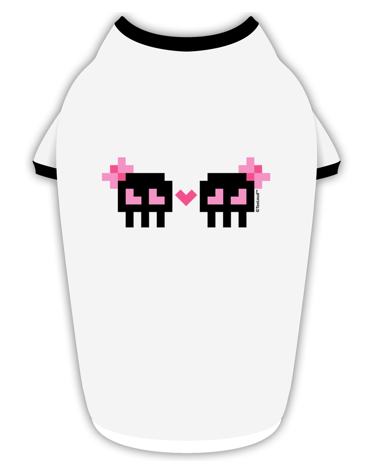 8-Bit Skull Love - Girl and Girl Stylish Cotton Dog Shirt-Dog Shirt-TooLoud-White-with-Black-Small-Davson Sales