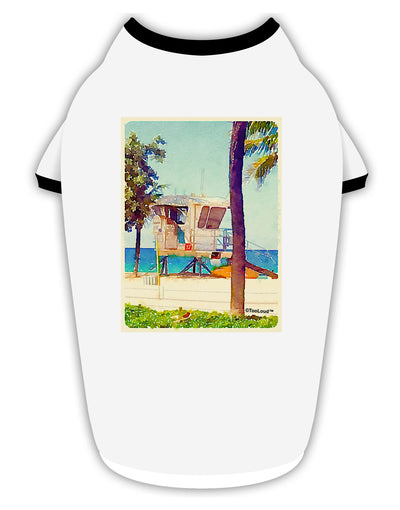 Lifeguard Station Watercolor Stylish Cotton Dog Shirt-Dog Shirt-TooLoud-White-with-Black-Small-Davson Sales