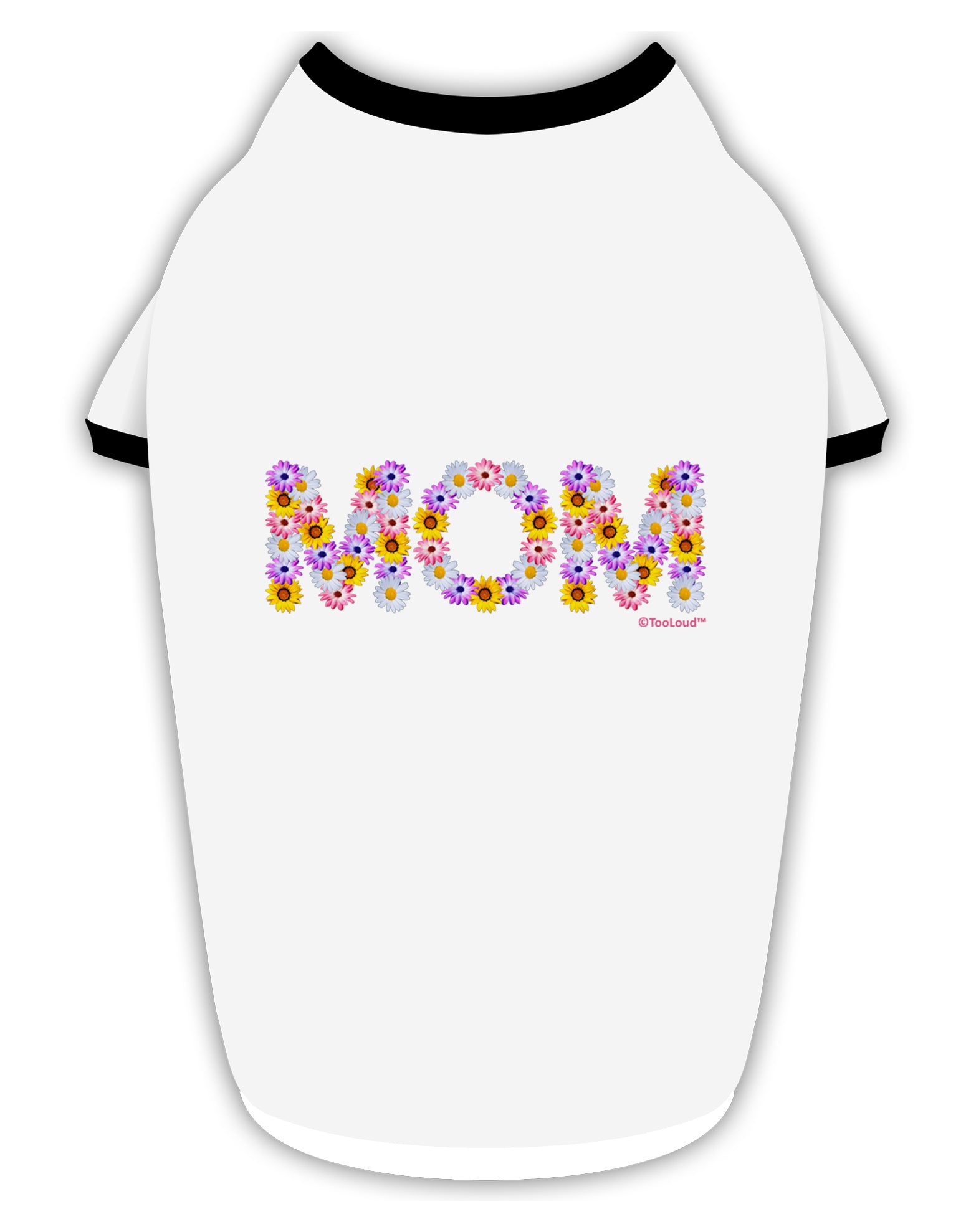 Mom Flowers Design Stylish Cotton Dog Shirt by TooLoud-Dog Shirt-TooLoud-White-with-Black-Small-Davson Sales