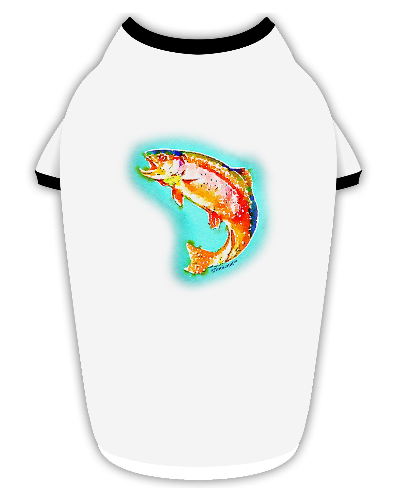 Rainbow Trout WaterColor Stylish Cotton Dog Shirt-Dog Shirt-TooLoud-White-with-Black-Small-Davson Sales