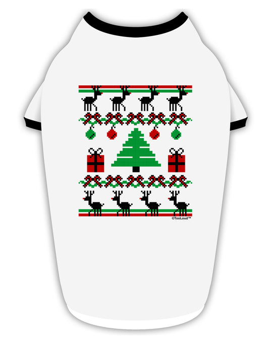 Tree with Gifts Ugly Christmas Sweater Stylish Cotton Dog Shirt-Dog Shirt-TooLoud-White-with-Black-Small-Davson Sales
