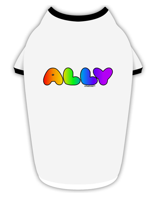 LGBT Ally Rainbow Text Stylish Cotton Dog Shirt by TooLoud-Dog Shirt-TooLoud-White-with-Black-Small-Davson Sales