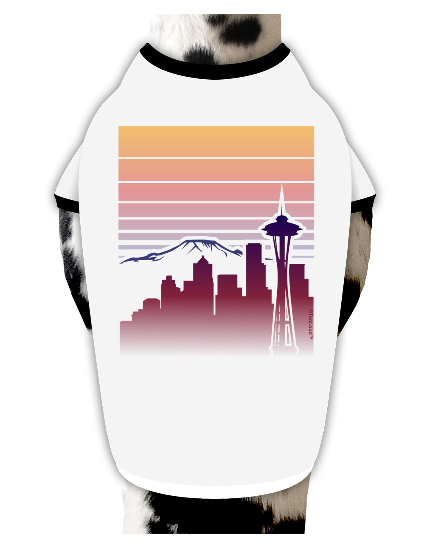 Seattle Skyline Sunrise Dog Shirt-Dog Shirt-TooLoud-White-with-Black-Small-Davson Sales
