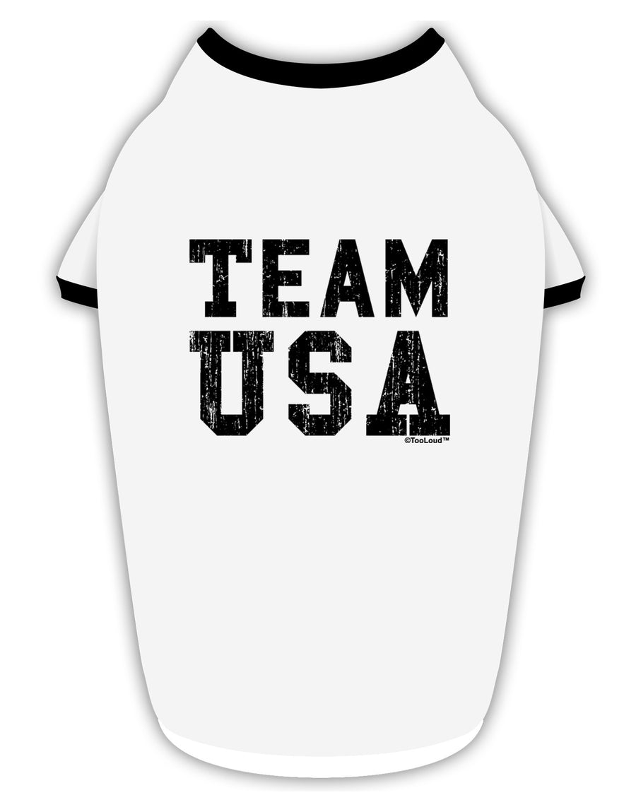 Team USA Distressed Text Stylish Cotton Dog Shirt-Dog Shirt-TooLoud-White-with-Black-Small-Davson Sales