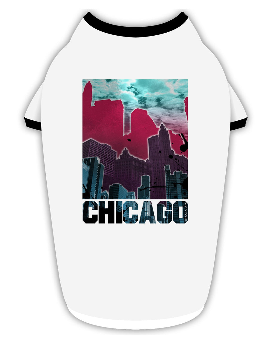 Chicago Abstract 2 Stylish Cotton Dog Shirt-Dog Shirt-TooLoud-White-with-Black-XL-Davson Sales